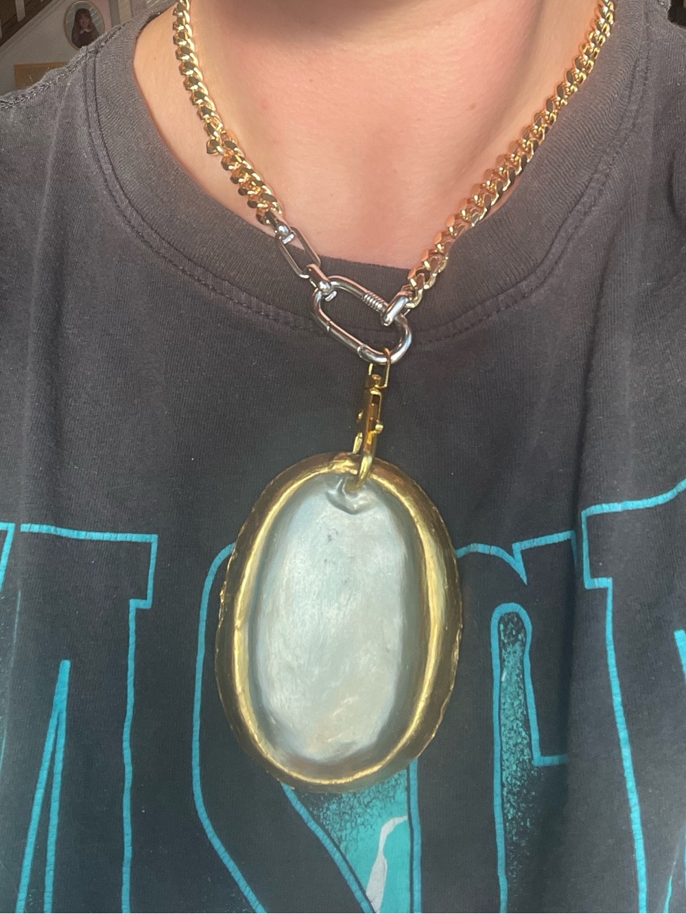 Custom Mixed Metal Clay Pendant Necklace - Women Jewelry